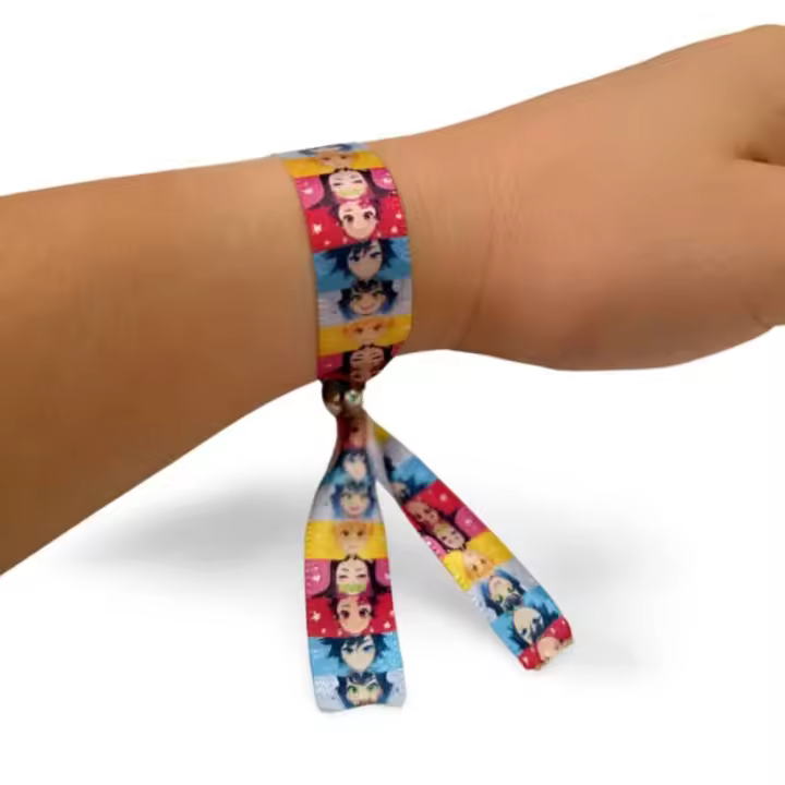 Pulsera de Tela Personajes Demon Slayer, Medida 30cm, 100% poliéster, 14mm Ancho Stamina - 1