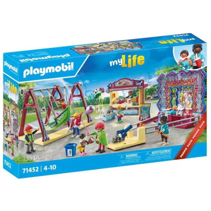Feria Playmobil (71452) con payaso puesto de snacks, barco columpio y juego de puntería My Life - 1