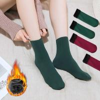 Calcetines De Veludo Grueso Para Invierno 1-5 Pares Calcetines Térmicos De Piso Para Mujer Y Hombre Color Sólido Calcetines De Cashmere - details 7