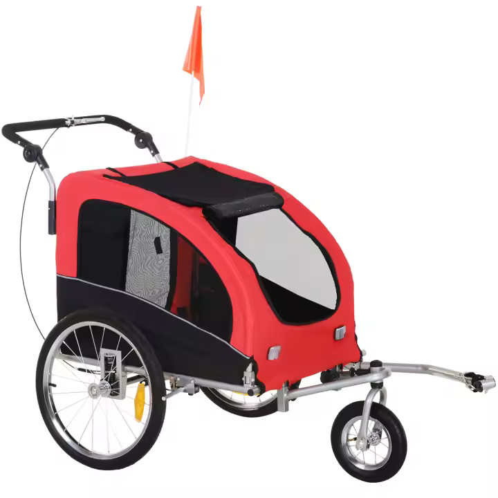 PawHut 2 en 1 Remolque para perros Jogger Remolque para bicicletas para perros Remolque para bicicletas para perros 155 x 83 x 108 cm - 1