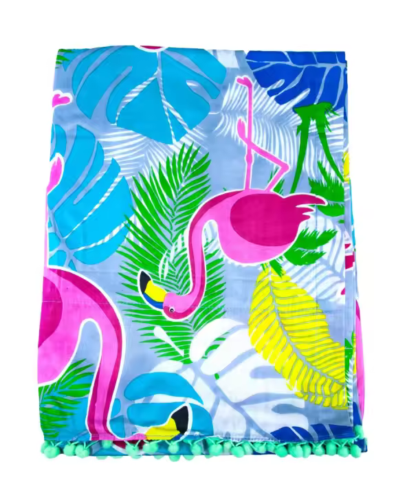 SUN & SURF Pareo Fino Estampado Flamingo Tendencia Moda 90X170CM  - Vestido, Sarong, Falda, Resistente, Playa Sol y Piscina - 1