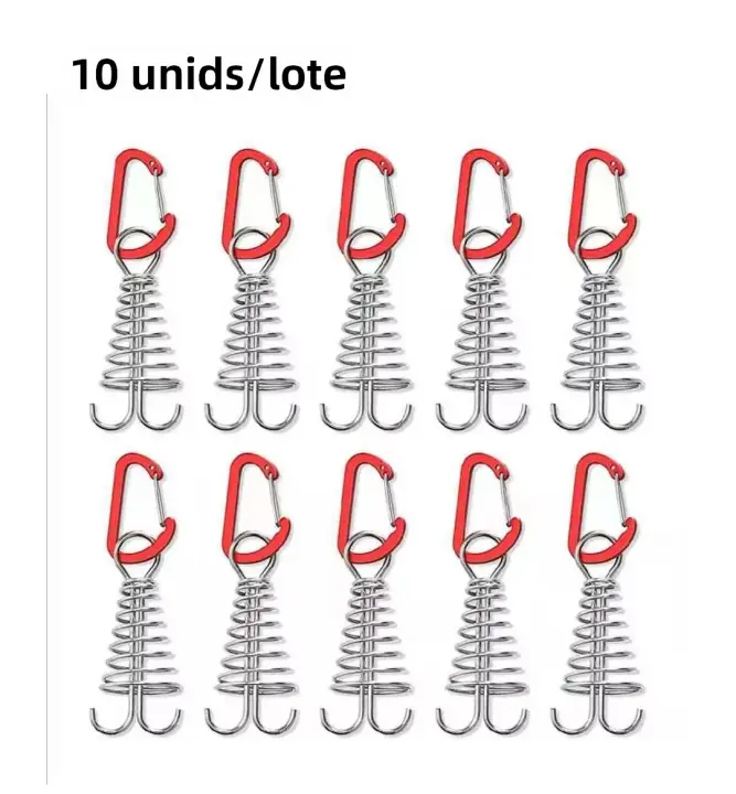 Juego De 6/10 Piezas De Palos De Tenda En Forma De Octopus Con Correa De Viento Y Cierre De Borde Ajustable Accesorios De Tenda De Madera Para Camping - 1