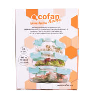 Cofan Set de 3 Fiambreras Rectangulares de Borosilicato | Modelo Aghata | Capacidad 640-1040-1520 ml - details 3