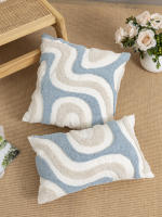 Funda De Cojín Bohemia Estilo Geométrico Irregular Azul Y Blanco Suave Algodón 100% Para Sala De Estar Dormitorio Sofa - details 0