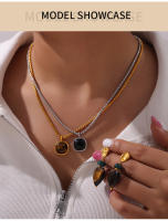 Collar De Acero Inoxidable Con Colgante De Ojo De Tigre Para Hombres Y Mujeres Resistente Al Agua Cadena De Cuello Para Parejas Joyería Moda Para Fiestas - details 15