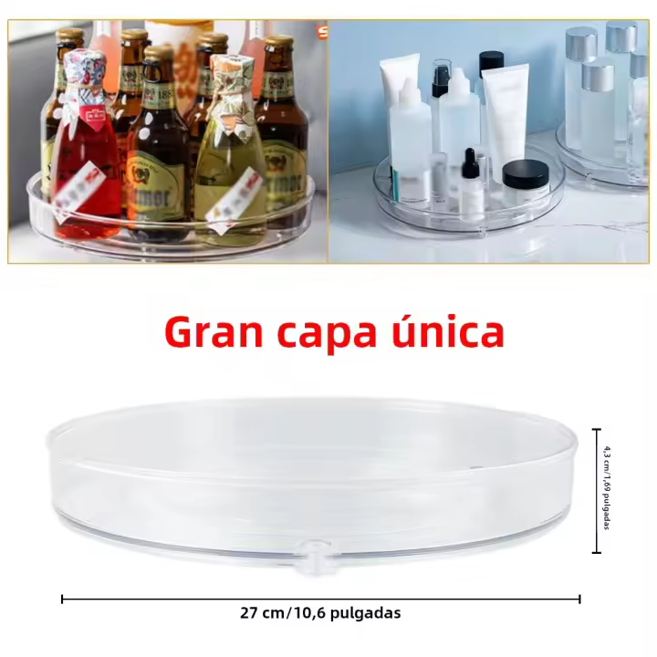 Organizador De Giradiscos Multifuncional Transparente Ecológico Para Cocina Repostería Condimentos Organizador De Maquillaje Rotativo De Plástico - 1