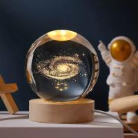 Lámpara De Noche Cristal Galaxia Planetaria Luz Brillante Decoración Para El Hogar Regalo De Navidad Luz De Mesa LED Redonda - details 13