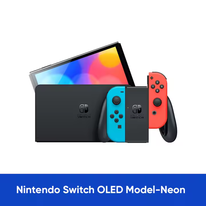 Nintendo Switch OLED videogame, con Joy - con 7 pulgadas OLED screen TV desktop Handbook 64GB White and Blue red set - 1