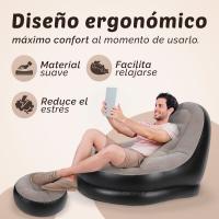 JUPPLIES Sofa Hinchable Aterciopelado Plegable para Interiores y Exteriores - Sillon Hinchable Estilo Puff con Superficie Suave y Amplio Asiento - details 3