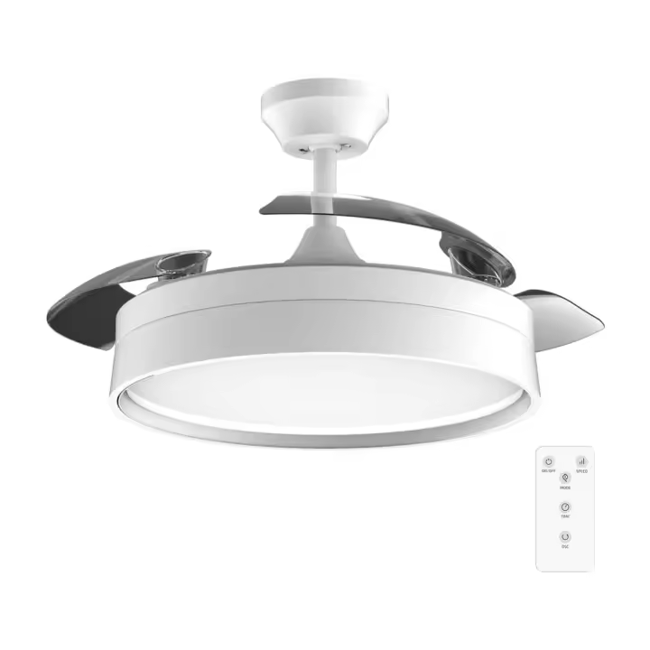 Ventilador de Techo con Luz y Aspas Retráctiles EnergySilence Aero 4200 Invisible White. 30W, Motor DC, Diámetro 42", Temporizador, 6 Velocidades, Mando a Distancia y Modo Winter-Summer - 1