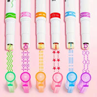 Set De 6 Marcadores Línea Curva Flor Forma De Rosca Punta Kawaii Coreano Suministros Escolares Y De Oficina Regalos - details 5