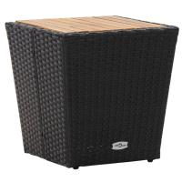 vidaXL Mesa de centro ratán PE y madera de acacia 41,5x41,5x43 cm en color Gris/Negro | estructura resistente ideal para salón dormitorio o estudio - details 1