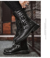 Botas De Ciclismo Para Hombres De Cuatro Estaciones Botas De Motocicleta Al Aire Libre De Talla Grande Altas En Cuero Casual Antideslizantes Estilo Británico - details 12