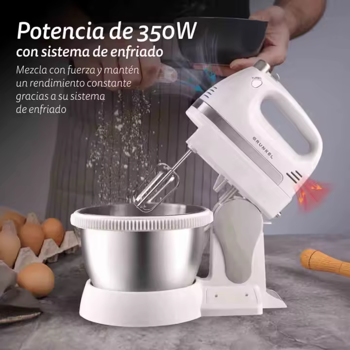 Amasadora AM-350TURBO5BOWL - 350W - 5 velocidades, función turbo y accesorios múltiples - 1