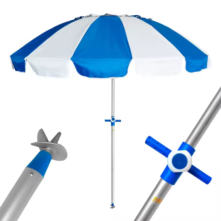 Pincho Sombrilla Playa Grande 240 Cm, Antiviento Hasta 35Km/H, Proteccion UV 50, Tubo Aluminio, 16 Varillas Fibra Vidrio, Palo Reclinable, Sombrilla Plegable Playa, Ligera, Con Bolsa Transporte - 1