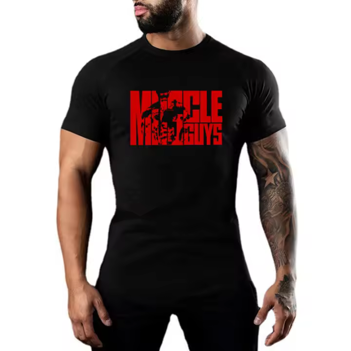 Gym Workout T-shirts Men Short Sleeve Cotton T Shirts Casual Slim Fit Shirts Male Fitness Bodybuilding Tee Tops Summer Clothing - 1