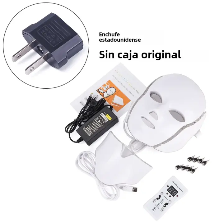 Mascarilla Facial with Luz LED para Cuello, Máscara de therapy LED para juventud de la piel, antiacné de Belleza, masajeador signatures de estiramiento Facial, 7 Colores - 1