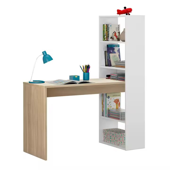 MESA DE ESCRITORIO CON ARMARIO 120x144x50CM BLANCO ARTIK/ROBLE - 1
