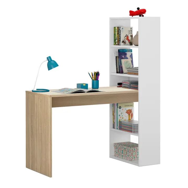 MESA DE ESCRITORIO CON ARMARIO 120x144x50CM BLANCO ARTIK/ROBLE - 1