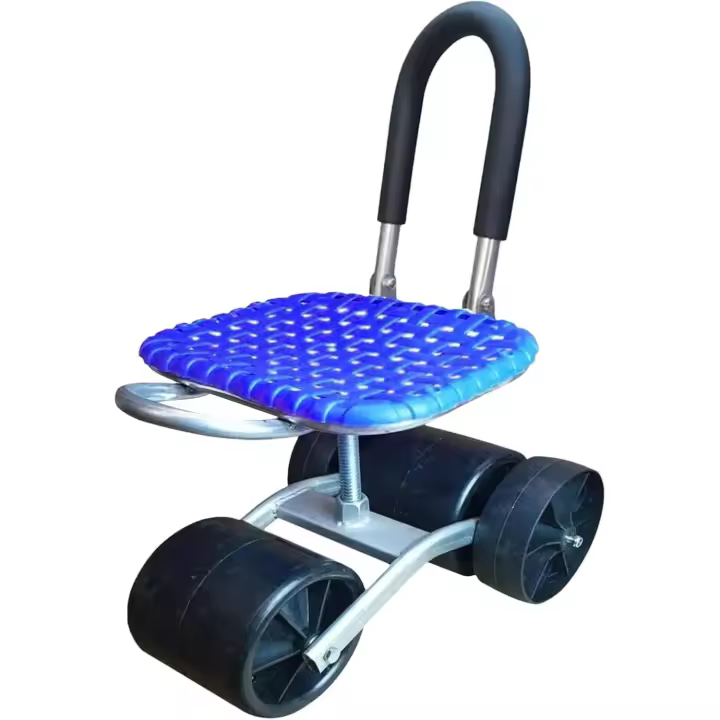 Asiento de jardín con ruedas, taburete rodante para carrito de jardín, asiento de jardinería plegable giratorio de 360 grados con altura ajustable, carrito de jardín para uso en exteriores - 1