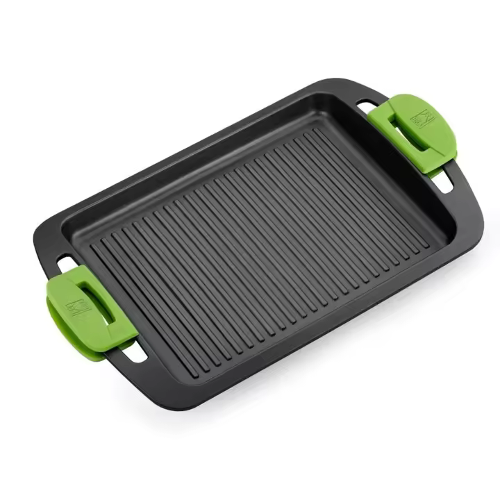 Bra - Parrilla con Rayas Prior, Diagonal 40 cm, Plancha Asar, Aluminio Fundido Antiadherente, Apta Inducción y Horno, Incluye Asas Silicona - 1