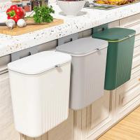 Cesta De Basura Inteligente Montada En La Pared 9L Para Cocina Y Baño Ecológica De Plástico Con Cubierta Rodante Accesorios De Cocina - details 0