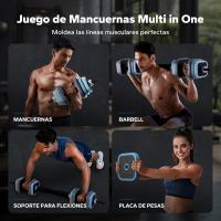 Juego de mancuerna ajustables 10 kg/20Kg/30Kg/40 kg, Kit de mancuerna 3 en 1, mancuerna de Barra, mancuerna ajustables y con Barras de conexión, para gimnasio en casa y fitness, hombres/Mujeres con - details 3