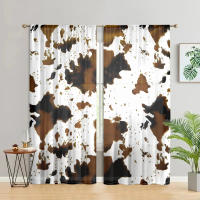 2 Piezas Cortinas De Pato Moda Con Patrón De Vaca Semi Nocturnas Para Sala De Estar Dormitorio Cocina Decoración De Hogar - details 4