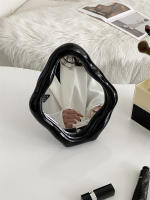Espejo De Maquillaje Vintage Irregular En Estilo Francés Para El Dormitorio Adorno Decorativo Para Escritorio Material De Vidrio Platinado Plateado - details 14