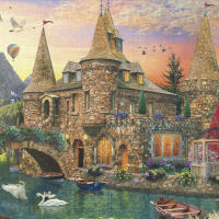 Rompecabezas De Láminas Adulto 1000 Piezas Mini Jigsaw Puzzle Swan Castle Paisaje Beautiful Stress Reducing Juguetes Regalos De Navidad - details 2