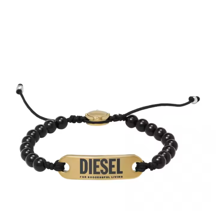 Pulsera Hombre Diesel DX1360710 con Perlas Negras y Detalles Dorados - 1
