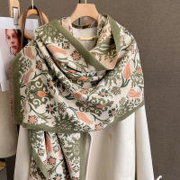 Poncho De Cashmere Floral Impresión Para Mujer Bufanda De Lujo Cálida Pashmina Viaje Chal Envoltura Estilo Elegante 2023 - details 0