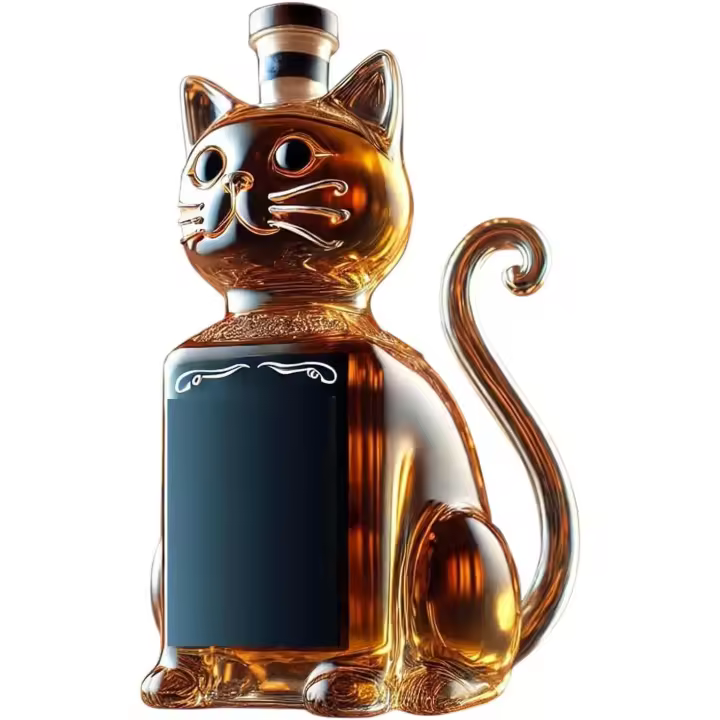 Juego de decantador de whisky con forma de gato (2025), botella de whisky con forma de gato, divertido decantador de whisky de cristal con forma de gato, botella de licor vacía con forma de estatua única, ideal para decorar el hogar, el bar o como regalo - 1