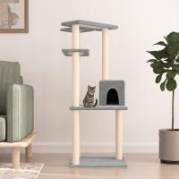 vidaXL Rascador para Gatos con Postes Árbol Torre de Escalada Sisal Color Crema,  Gris claro,  Gris oscuro y mas - details 1