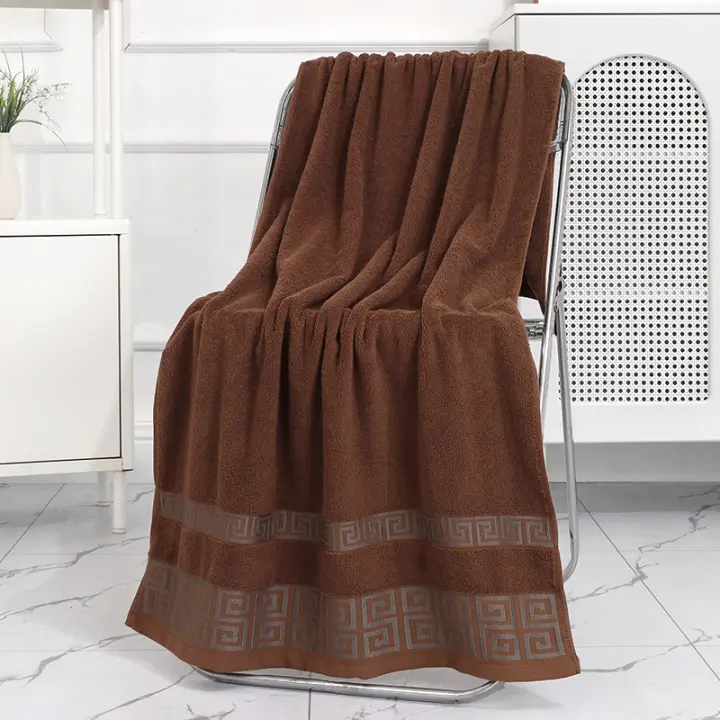 Toalla De Baño Grande Y Gruesa De Algodón Puro Absorbente De Agua No Desprendiéndose Con Patrón Para El Hogar Técnica Tejida Rectangular Máquina Lavable - 1
