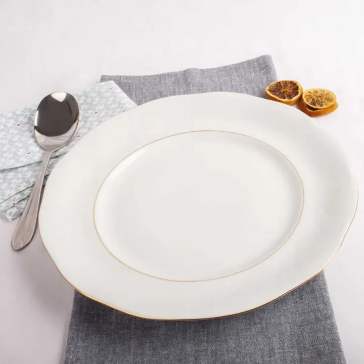 Fuente de porcelana blanca (1 pieza) Lubeck, oval, 29 cm, filo de oro  Soperas, Salseras, ensaladeras y cuencos - 1