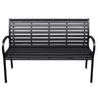 vidaXL Banco de jardín acero y WPC negro 116 cm - details 1