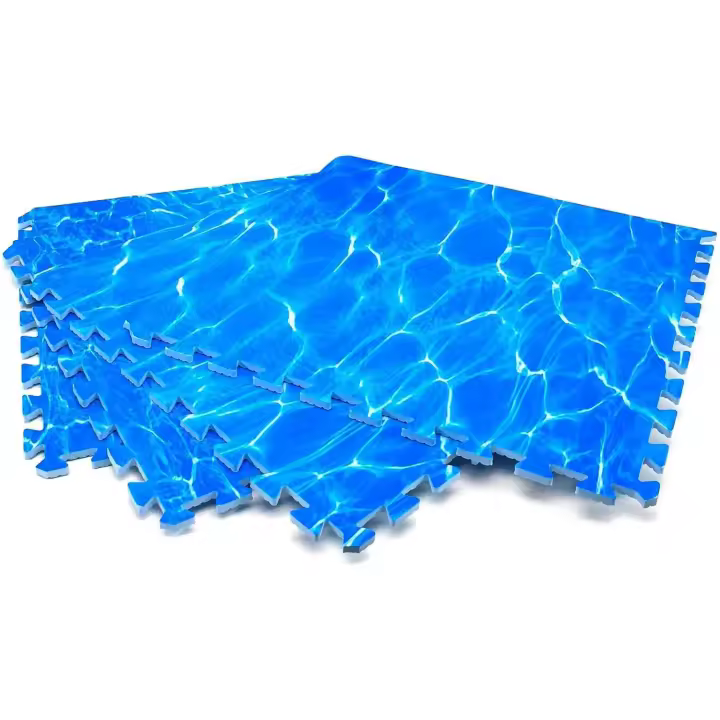 Alfombra Puzzle Goma Eva 4 Piezas 60x60 cm - Imitación Piscina, Antideslizante y Acolchada, para Gimnasio/Yoga/Gateo Bebés/Jardín, Protector Suelo contra Arañazos, Fácil Montaje y Limpieza - 1
