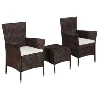 vidaXL Set mesa y sillas bistró jardín 3 pzas ratán sintético en color Marrón/Negro/Gris | cómodas modernas ergonómicas para comedor cocina salón hogar - details 0