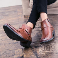 Botas Cortas Para Hombre Con Cierre Lateral Y Punta Puntiaguda Estilo Británico Suela De Goma Material PU Impermeables - details 8