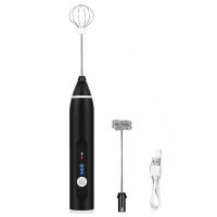 BIT Espumador de leche eléctrico de mano, batidor de acero inoxidable, minilicuadora, recargable de 3 velocidades - details 0