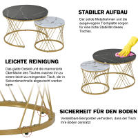 Moderno conjunto de Mesa de Centro, Mesa de Centro conjunto de Mármol de Chapa de sofá Mesa Auxiliar Mesa Redonda, 2 piezas, Marco de Oro, Blanco y Negro de Mesa, muebles de Salón Pequeño, mesa de Centro Redonda con bandeja de - details 4