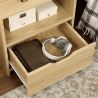 HOMCOM Mesita de Noche Moderna, Mesilla de Noche con Cajón y Estantes Pequeños y Compartimiento, Mesita Auxiliar para Dormitorio, Salón, 45x35x73 cm, Natural - details 3
