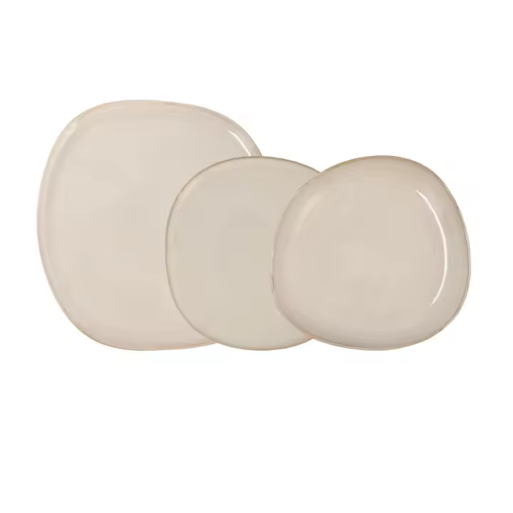 BIDASOA IKONIC Vajilla Cerámica Irregular Blanco 12 PIEZAS - 4 PERSONAS - 1