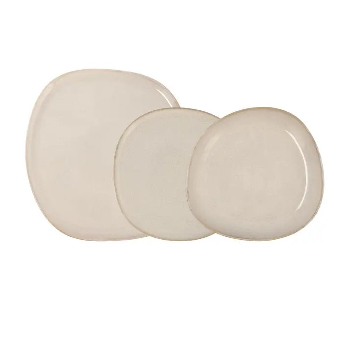 BIDASOA IKONIC Vajilla Cerámica Irregular Blanco 12 PIEZAS - 4 PERSONAS - 1