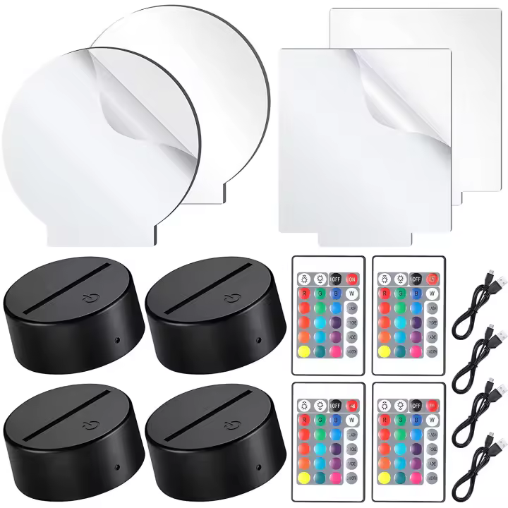 Juego De 4 Piezas De Esqueletos De Acrílico Claros Con Base De Lámpara Y Control Remoto Y Cable USB Para Artesanía De Navidad Luz Nocturna Para Habitación - 1