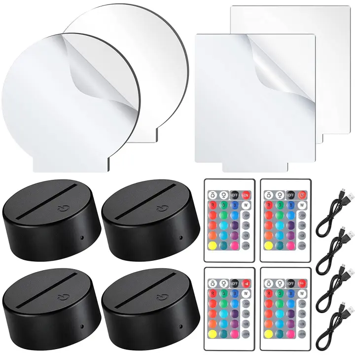 Juego De 4 Piezas De Esqueletos De Acrílico Claros Con Base De Lámpara Y Control Remoto Y Cable USB Para Artesanía De Navidad Luz Nocturna Para Habitación - 1