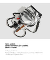 Mochila pequeña de textura plateada para mujer, nueva mochila de estudiante coreana de verano 2024, mochila portátil de estilo moderno y popular. - details 2