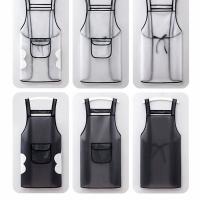 Delantal De Cocina Impermeable Y Transparente Resistente Al Aceite Para Hombres Y Mujeres Accesorios De Hornear Para BBQ Restaurante Café Delantal Sin Mangas De Algodón - details 1