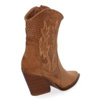 PuntoSalao Botines de tacón campero estilo cawboy comodos para mujer color camel A-5004 - Un Botín Campero con Tacón  Cómodos  Diseño Calado con Bordado en Caña y Empeine y Cierre de Cremallera. - details 2